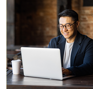 man looking at laptop